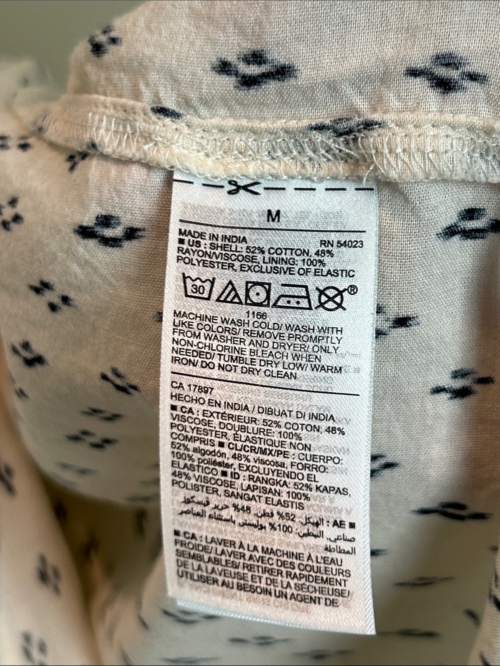 Old Navy Smocked Midi Dress Medium Cream Blue Print Ruffle Strap Cottagecore - Picture 7 of 8